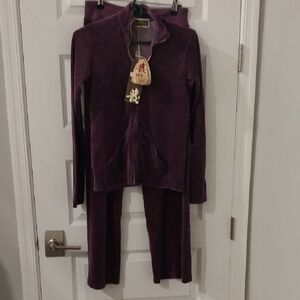 Zensei Purple Velour Embroidered Track Suit NWT sz S